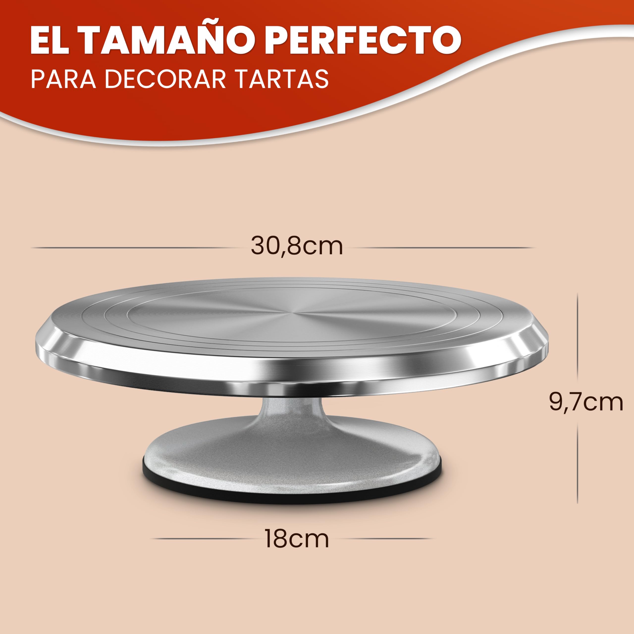 Plato giratorio profesional para tartas, 30 cm, de aluminio, con base antideslizante, placa giratoria de alta calidad para decorar tartas, accesorios de repostería, idea de regalo