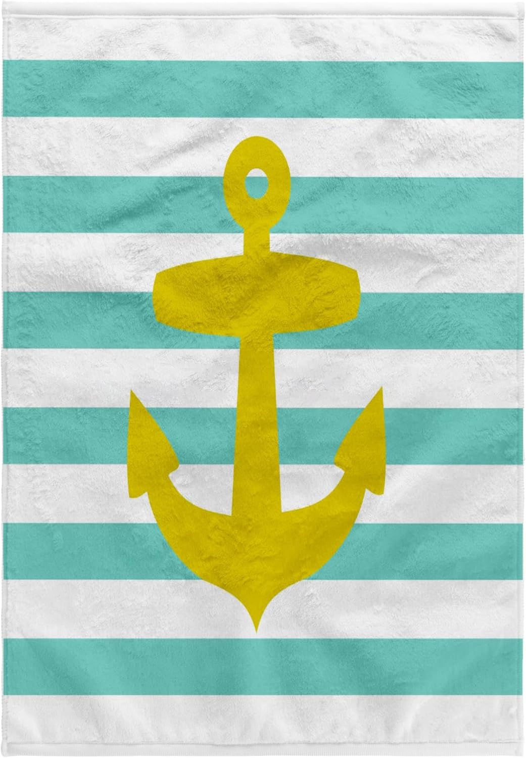 3dRose Nautical Golden Yellow Anchor with Teal Turquoise Aqua Blue Sailor Striped Pattern - Breton Stripes 22x30 Bath Hand Pool Towel