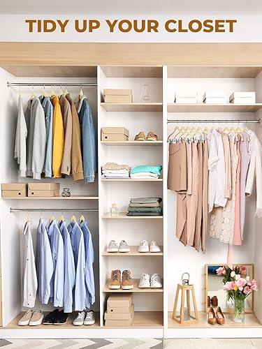 Miniatura 9 de HOUSE DAY - Perchas de terciopelo para faldas, paquete de 12, perchas beige para pantalones con clips ajustables, perchas delgadas que ahorran