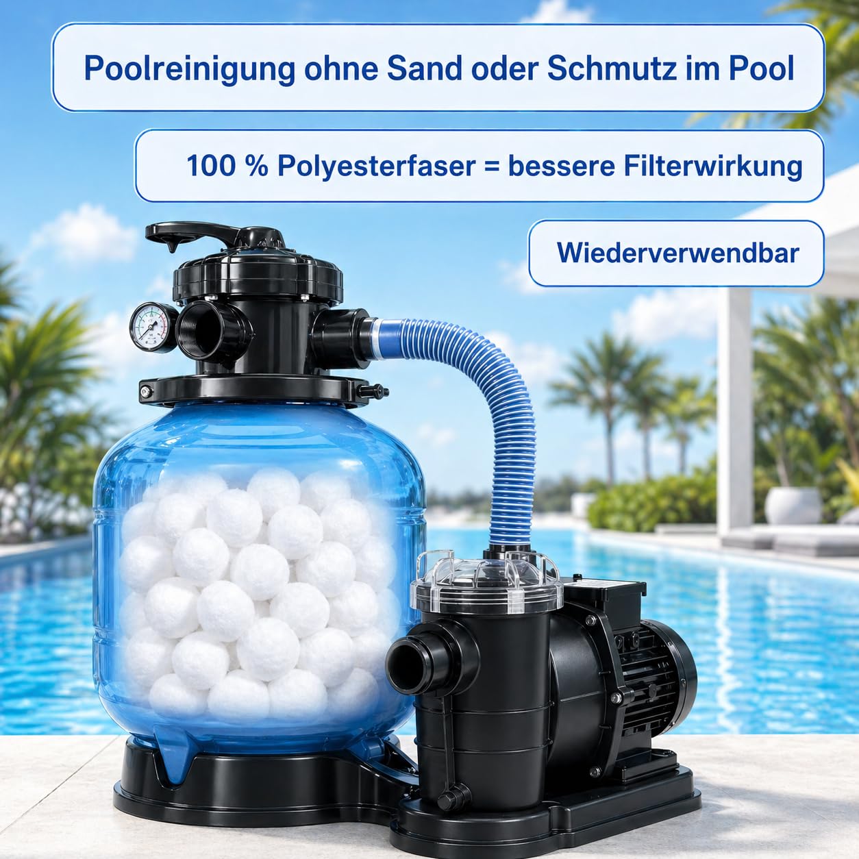 Bolas Filtro Piscina 1400 g,Bolas de Filtro de Piscina de 1400g para Sistemas de Filtro de Arena, Reemplaza 50kg Arena de Filtro, Limpiador de Piscinas Sistema de Filtro