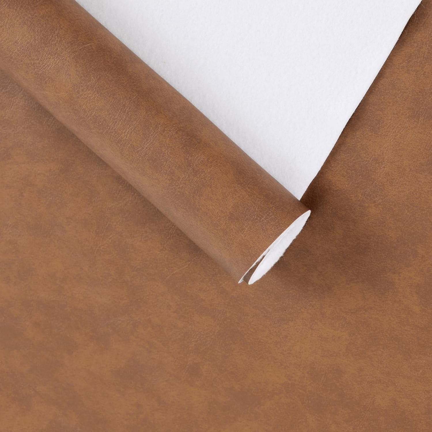 Faux Leather Vinyl Upholstery Fabric by The Yard, 1.3mm Thick Soft Anti-Scratch Durable Marine Vinyl Fabric Synthetic Leather for Sofa Bags Chairs Car Seats DIY Crafts, 3 Yards Cut 55" x 108" (Brown)