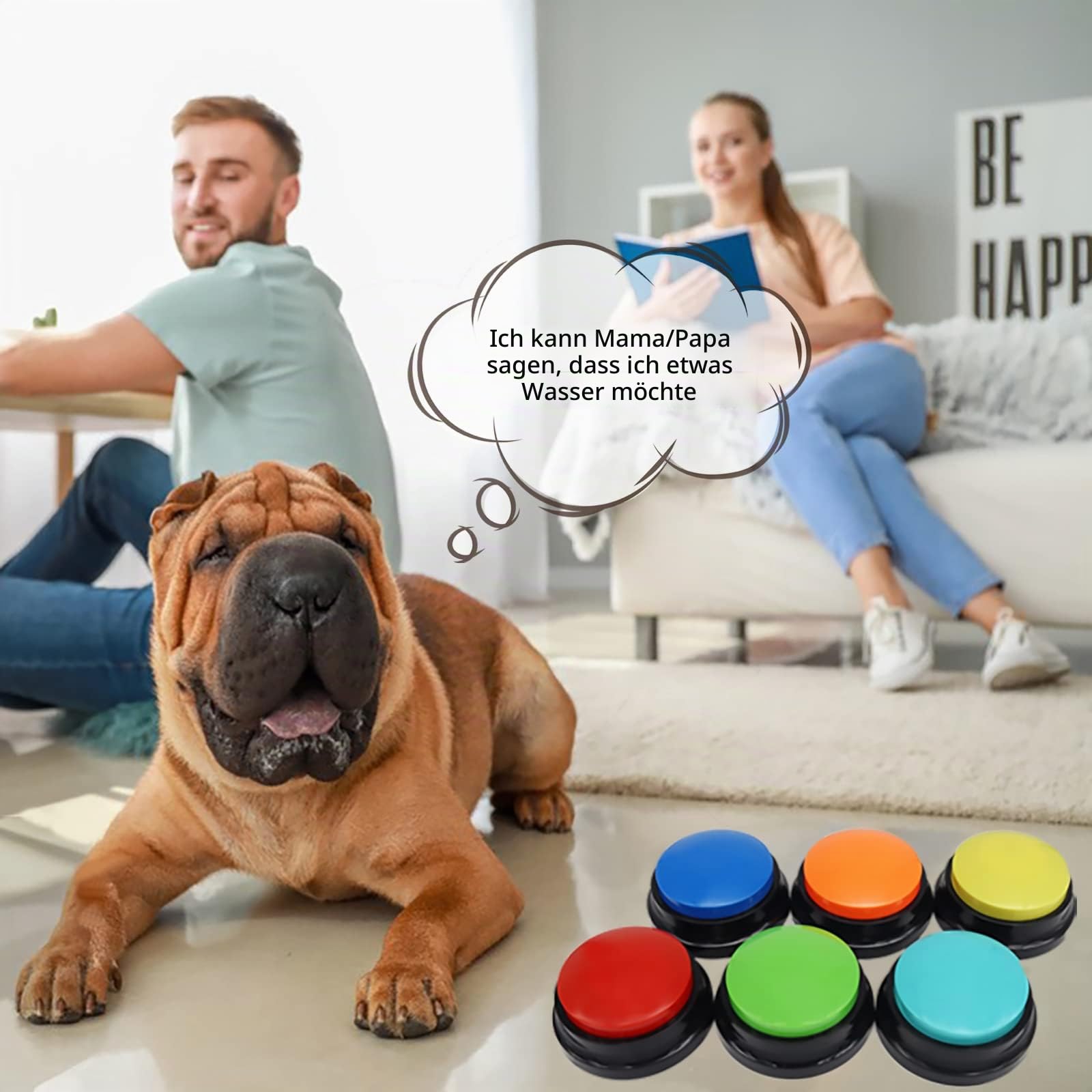 Buzzer mit Aufnahmefunktion, Intelligenzspielzeug für Hunde, Haustier Talking Training Antwort Buzzer, 30 Sekunden Aufnahme &Wiedergabe (6 Stück)