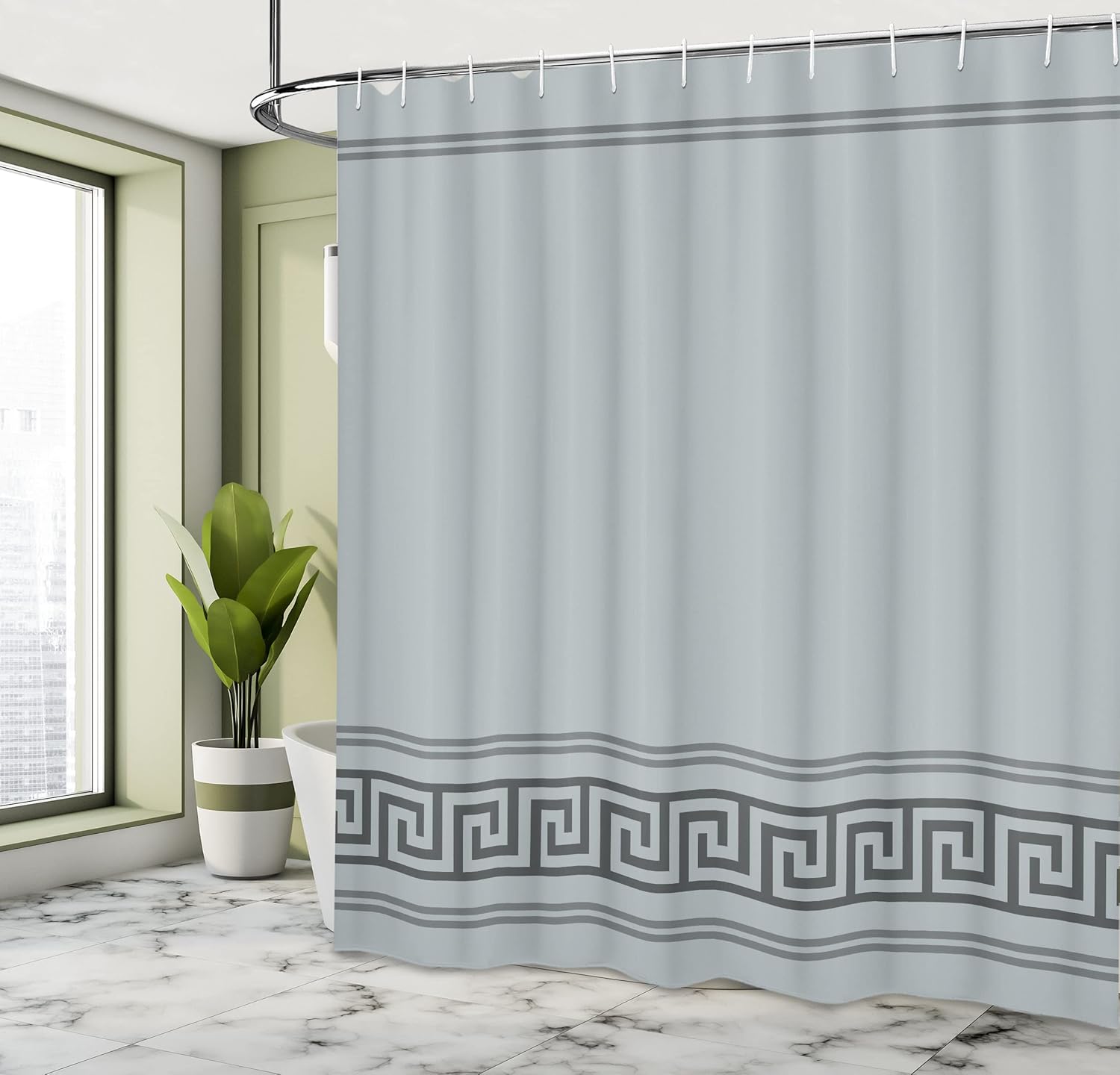 Ambesonne Abstract Shower Curtain, Simplistic Classic Greek Inspired Pattern in Monochrome Design, Cloth Fabric Bathroom Decor Set with Hooks, 69" W x 70" L, Taupe Cocoa