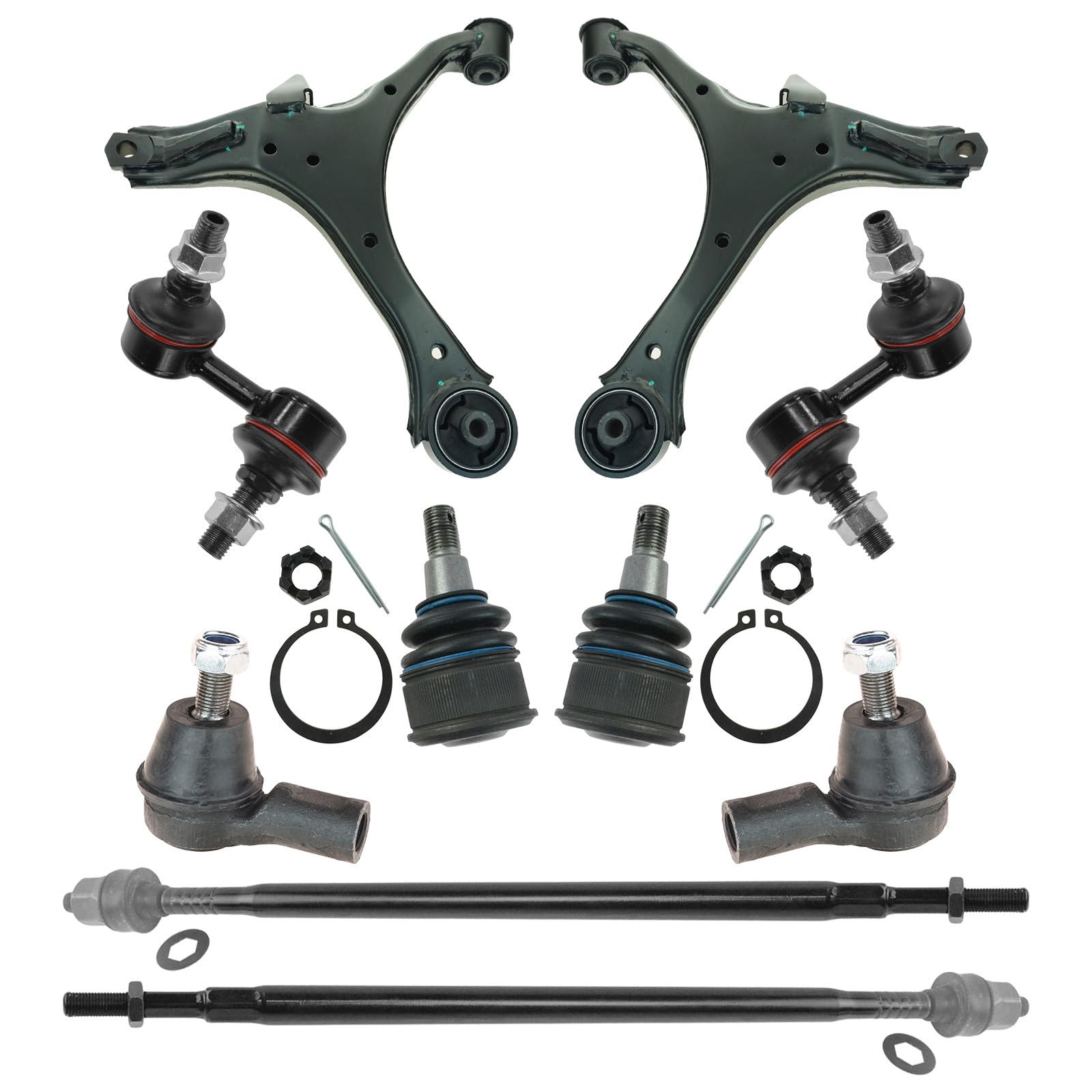 TRQ Front Steering & Suspension Kit Ball Joint Control Arm Sway Bar Stabilizer Link Tie Rod Compatible with 2003-2011 Honda Element