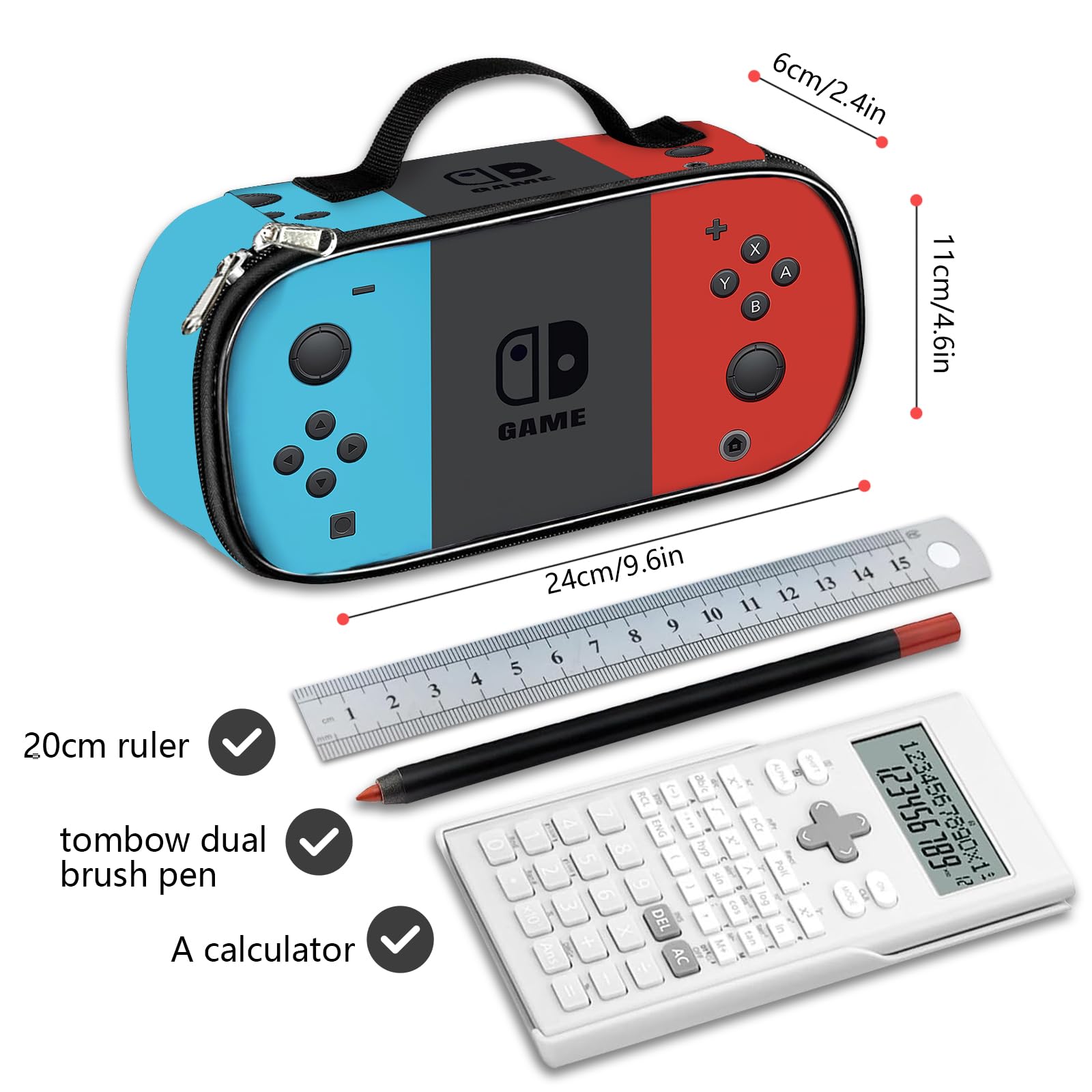 ROVOZAR Video Game Pencil Case for Boys Girls, Game Controller Pencil Box for Kids Game Pen Bag, Large Capacity Game Pencil Pouch with Zipper Compartments for Office School