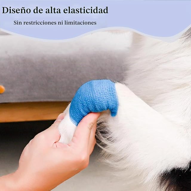 Foto 6 de 7 de NELLHOMY 8 Rollos 10 cm x 4,5 m Vendaje Adhesiva Autoadhesiva para Mascotas, Gatos, Perros