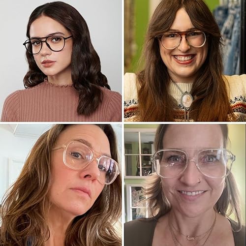 Miniatura 4 de JOVAKIT Gafas de aviador con luz azul para mujeres y hombres, moda retro de los años 70, marco de aviador, gafas de ojo para computadora, antifatiga