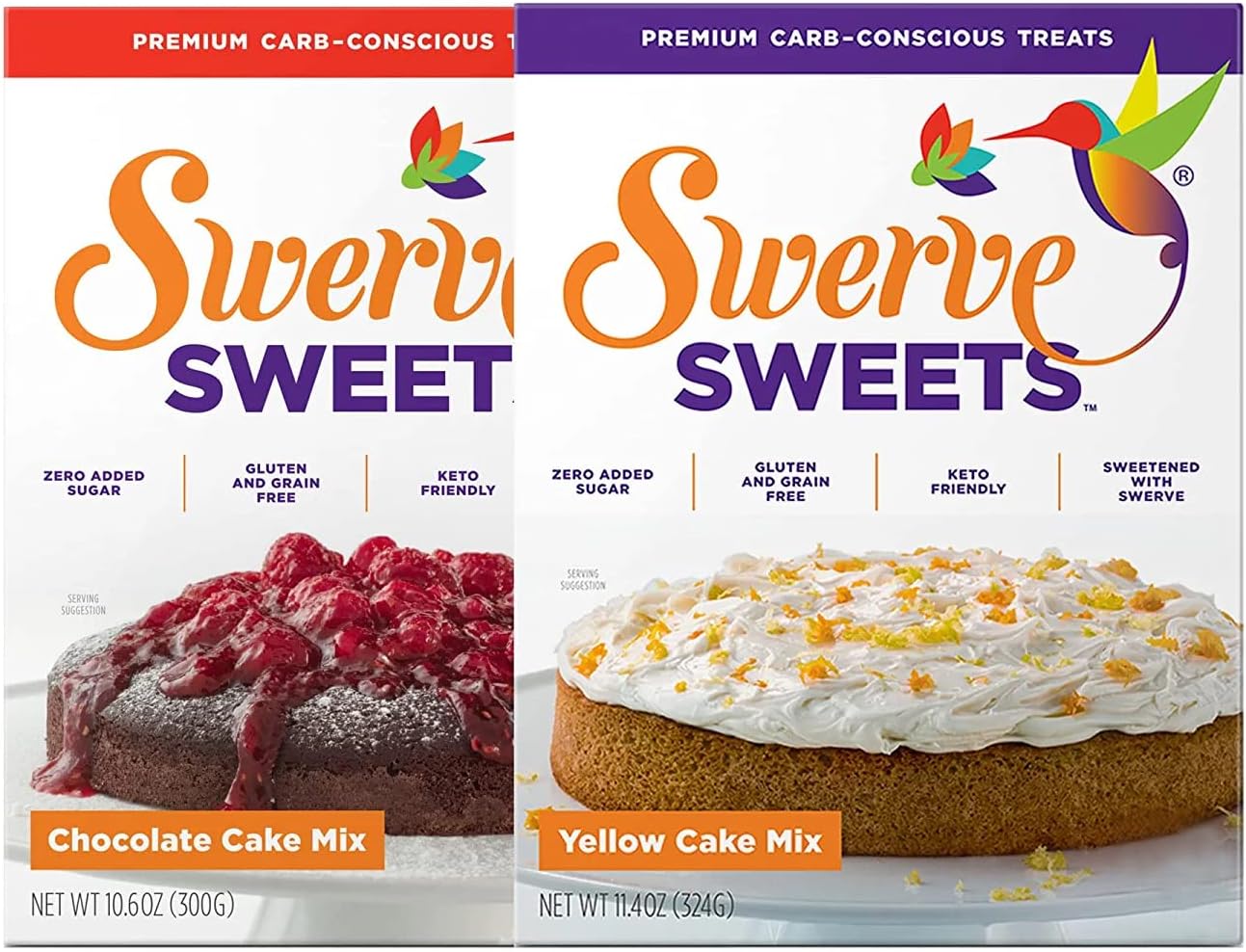 Swerve Sweets Chocolate and Yellow Cake Baking Mix Variety Pack - Keto Friendly, Low Carb, Gluten Free, Easy to Make and Just 3g Net Carbs, 2 Pack