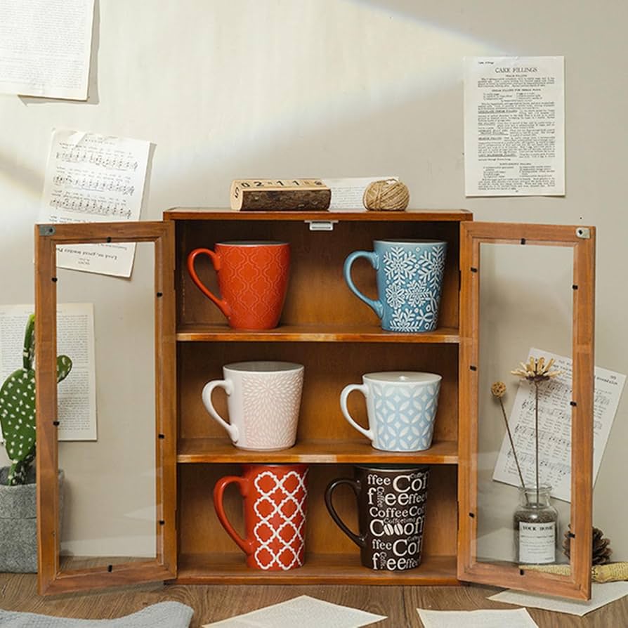 Amazon｜MJKQ9 多機能 食器棚 卓上食器棚 透明窓 キッチン収納棚