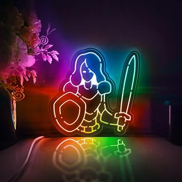 Medieval Knight Led Light Box, Knight Wall Art Decor, Desktop Decorations, Bedroom Decor RGB & Color Flow Effect, Small Size