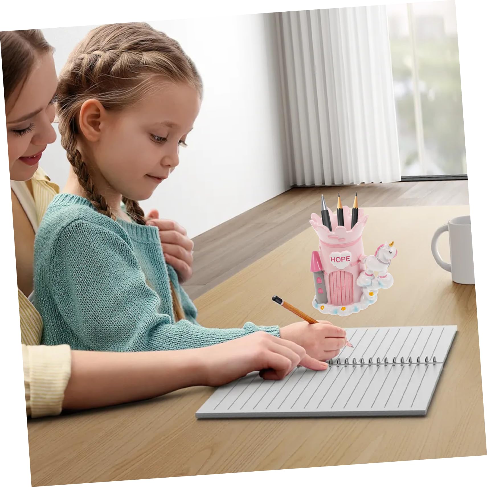 DOITOOL 2 Pièces Porte-stylo Plumier Casier De Rangement Organisateur De Stylo Étui à Stylo Dessin Animé Rose Résine