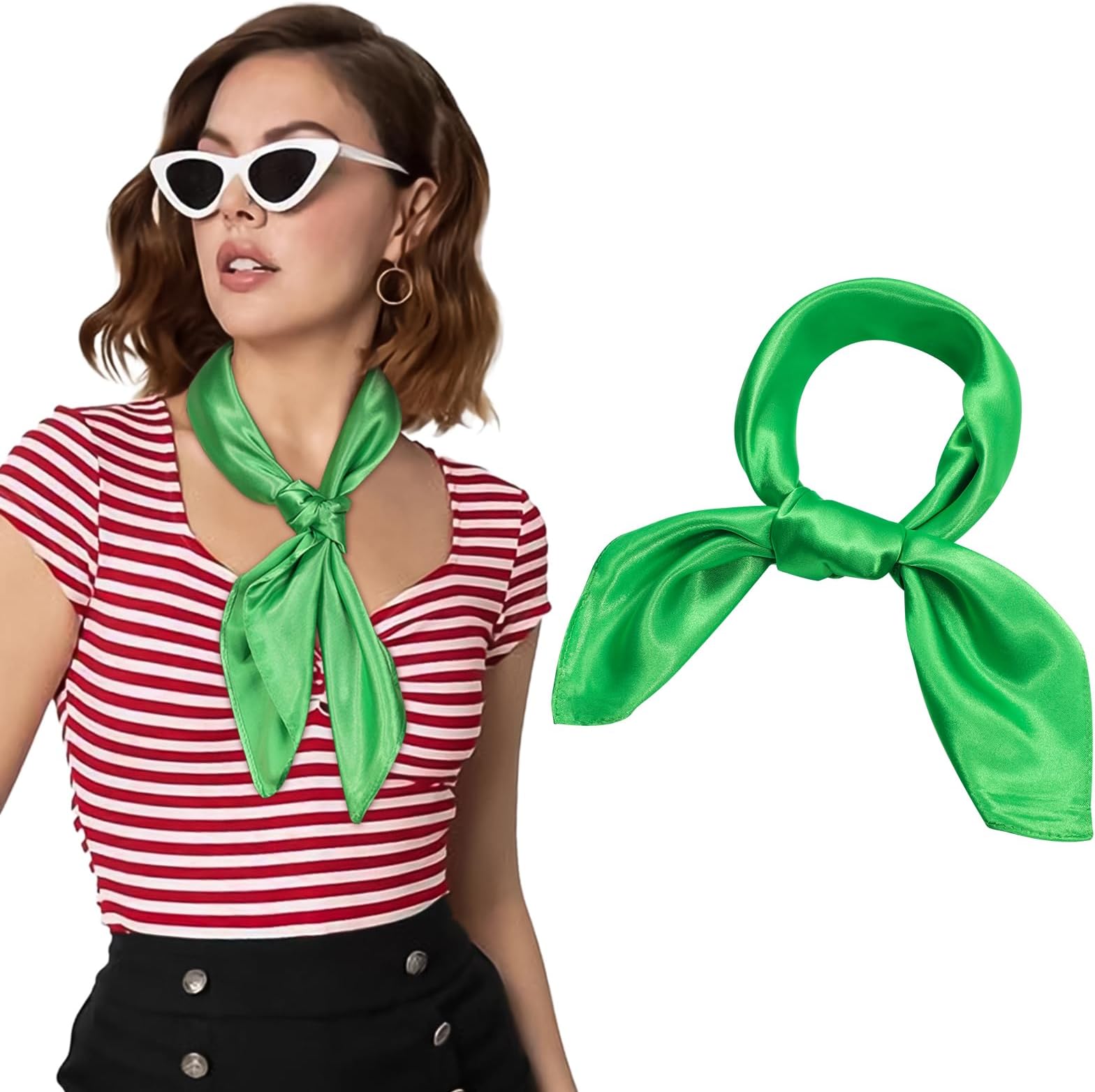23.6" Satin Neck Scarf Small Hair Scarf Women Silk Head Scarf Costume Bandana Girls Vintage Handkerchief Ribbon Scarf