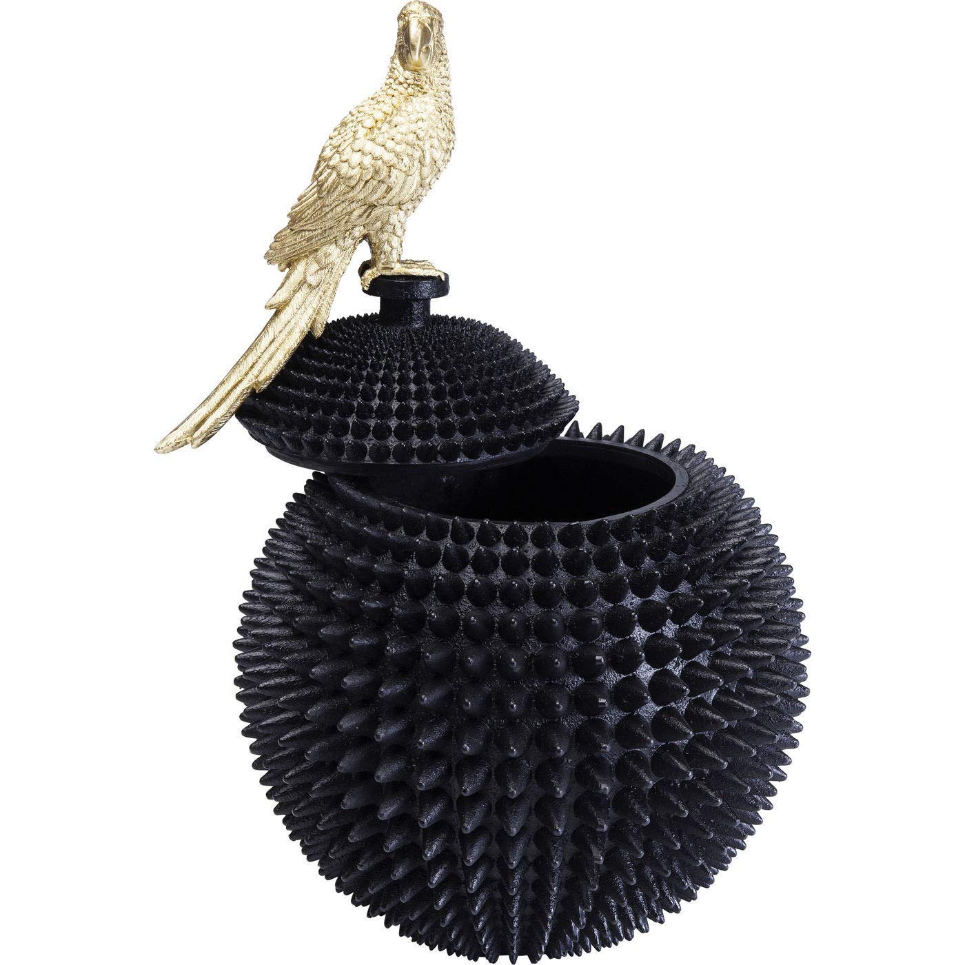 Kare Design Scatola Decorativa Parrot,Nero/Oro, 40X26X26Cm, Con Coperchio, Pappagallino Deco
