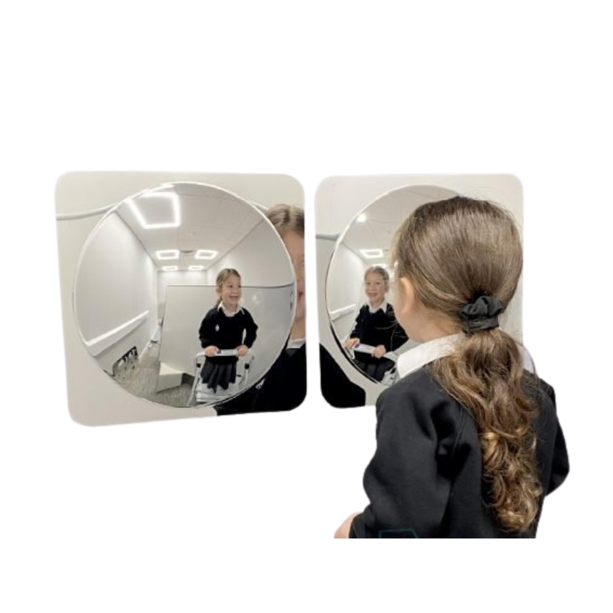 Playlearn Set Of 2 Sensory Convex Bubble Mirror For Wall-42X42cm Sensory Room Equipment Domed Acrylic Mirror Panel-Indoor Domed Mirror Panel Visual Play And Exploration