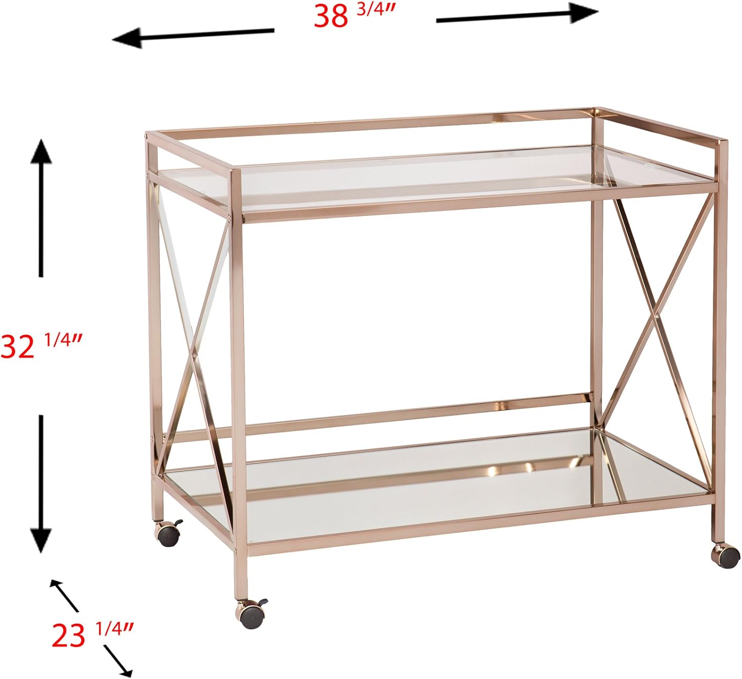 SEI Furniture - Maxton Bar Cart - Transitional Design, Gold Iron - Ideal for Living Room, Home Bar (HZ2041)