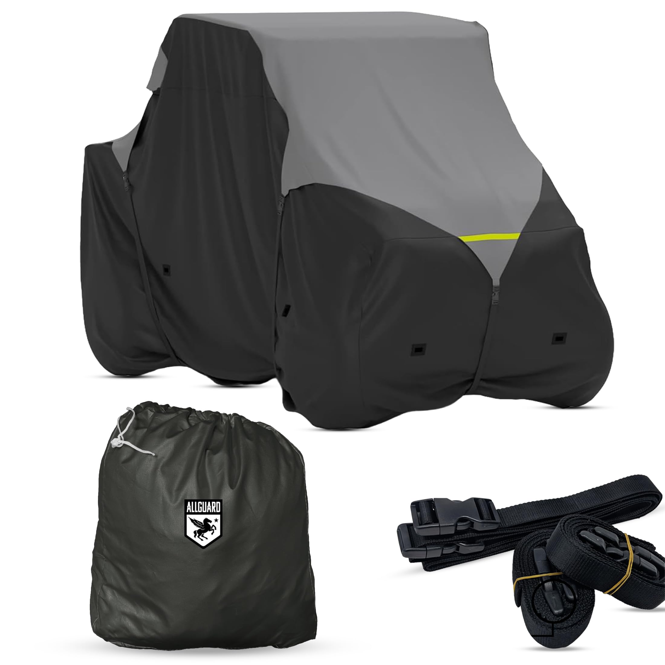 AllGuard Weatherproof Max UTV Cover, Heavy Duty 600D Marine Grade Polyester, Protects from Rain, Snow, Sun, UV & More - Gray/Black (Fits Length: Up to