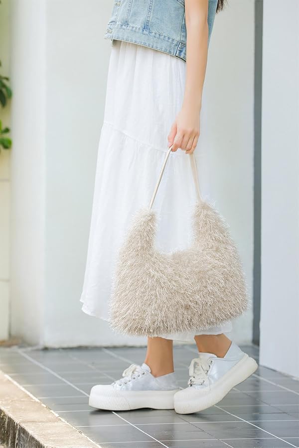 Amazon.com: Large Furry Hobo Shoulder Crossbody Bag for Women Faux