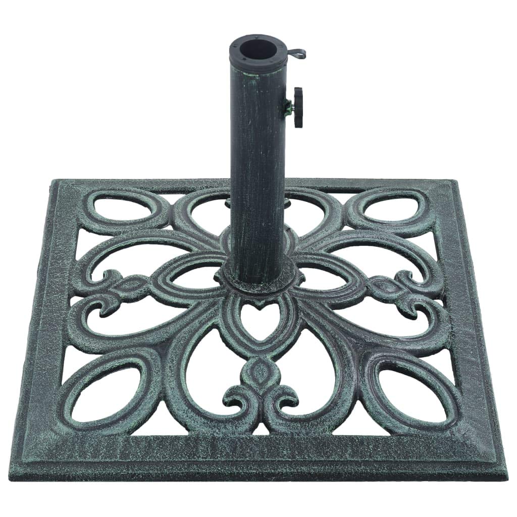 Socle de Parasol Vert 12 kg 49 cm Fonte,Pied De Parasol,Pied De Parasol Lourd,Pied De Parasol sur roulettes