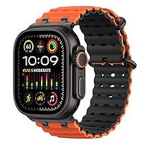 MoKo Cinturino Ocean Compatibile con Apple Watch Ultra 3, 2, 1 49 mm, S11, S10 46 mm, 9, 8, 7 45 mm, SE3, SE2, SE, 6, 5, 4 44 mm, 3, 2, 1 42 mm, Cinturino Sportivo in Silicone Traspirante, Nero, Arancione&Nero