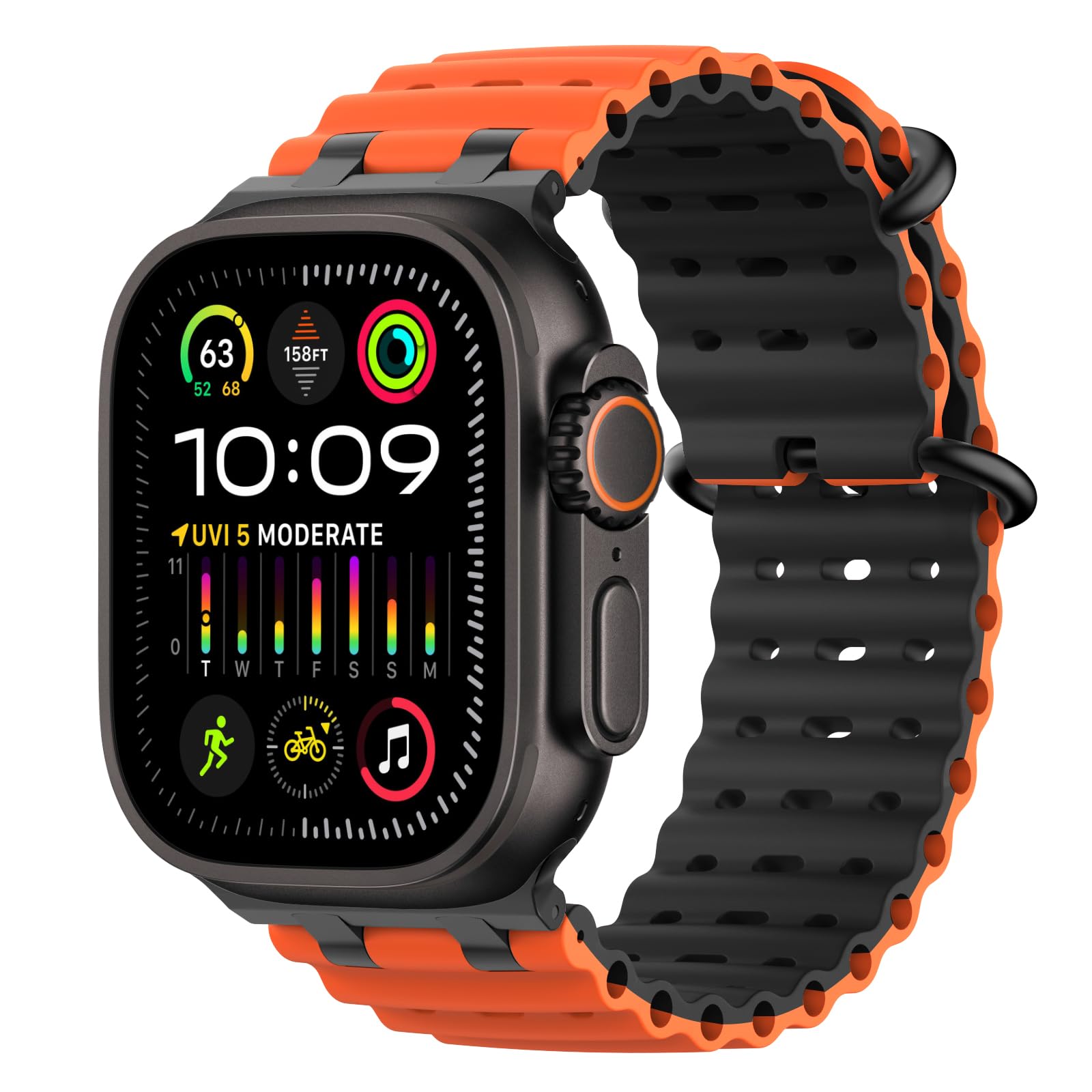MoKo Cinturino Ocean Compatibile con Apple Watch Ultra 3/2/1 49 mm, S11/S10 46 mm, 9/8/7 45 mm, SE3/SE2/SE/6/5/4 44 mm, 3/2/1 42 mm, Cinturino Sportivo in Silicone Traspirante