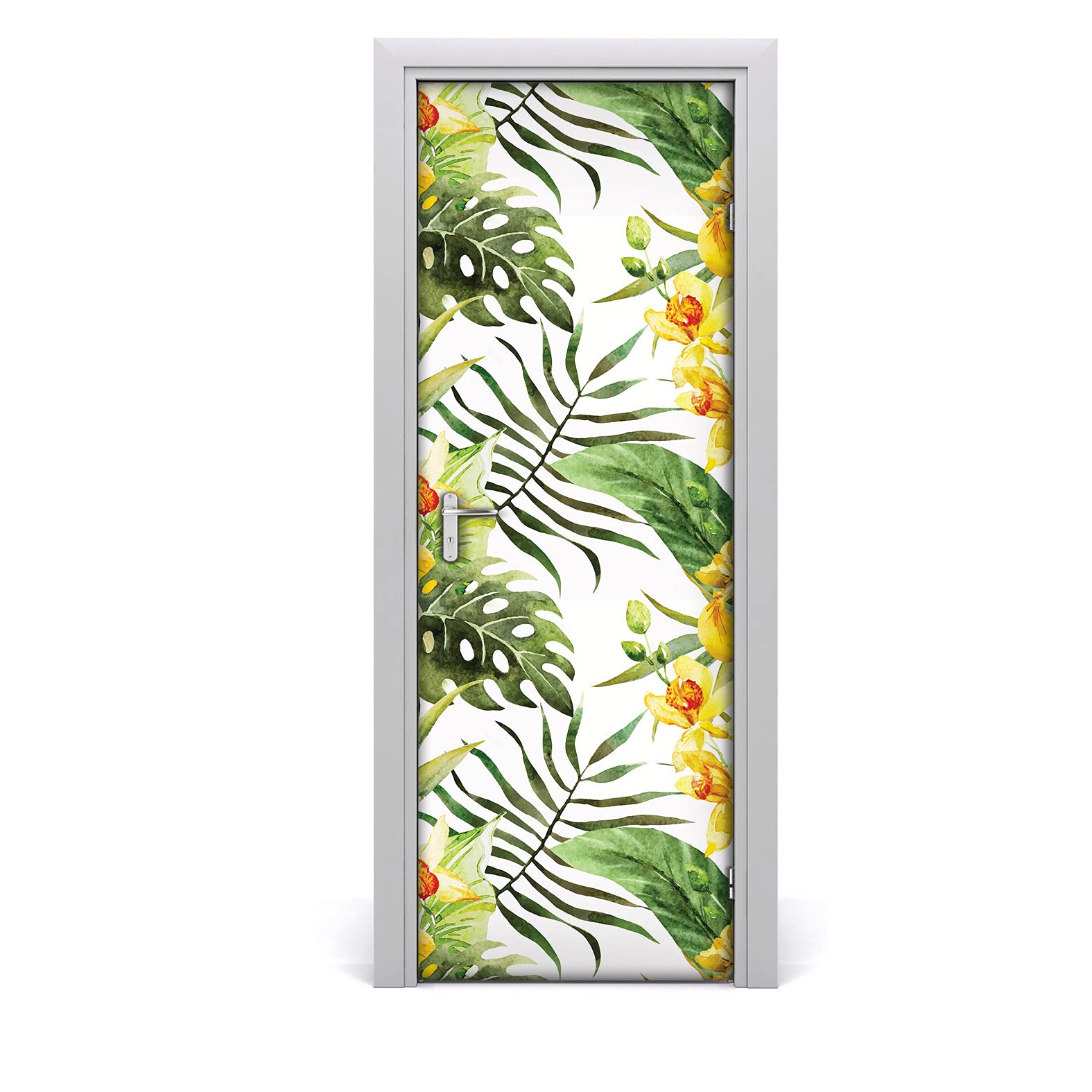 Renueva puertas viejas sin obras con vinilo autoadhesivo flores canna 77x200