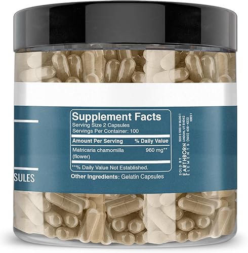 Miniatura 4 de Earthborn Elements Extracto de manzanilla 200 cápsulas, puro y sin diluir, sin aditivos