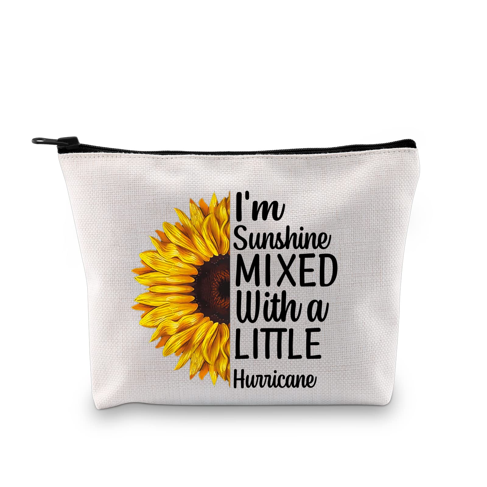 GenericMYSOMY Sunflower Makeup Bag I am Sunshine Mixed with a Little Hurricane Cosmetic Bag Sunshine Gifts Sunflower Lover Gifts (I am Sunshine Mixed with a Little Hurricane)