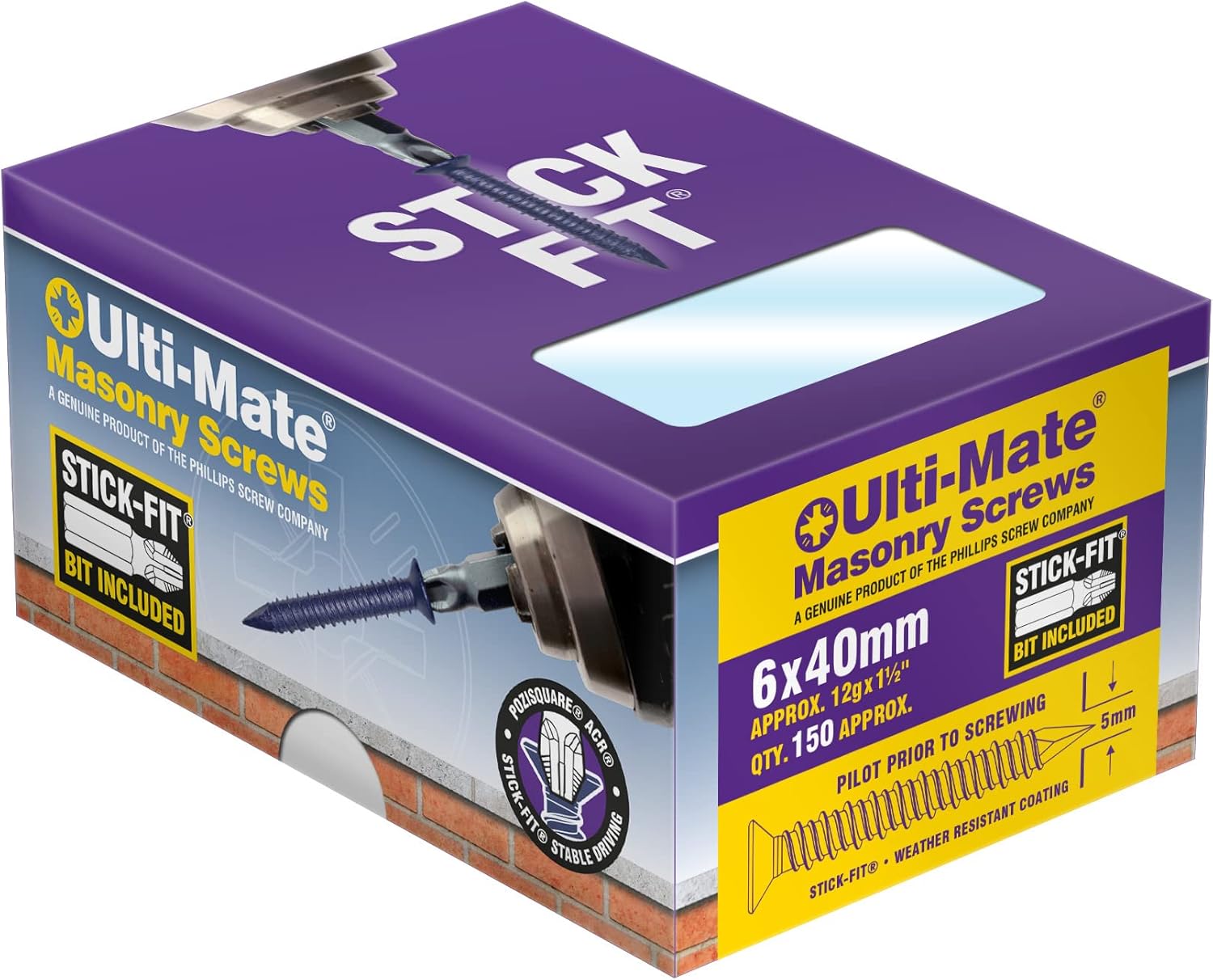 UltiMate Concrete/Masonry Screws 6.0 x 40mm (box of 150) Amazon.co