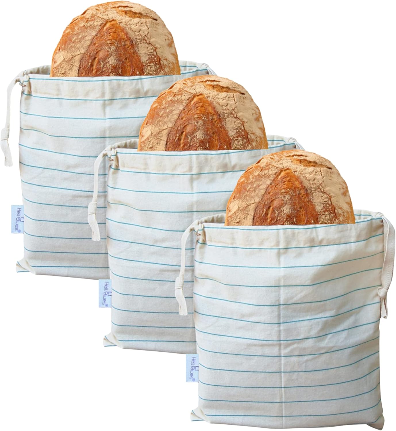 HB Set of 3 Bread Bags Linen Unbleached Homemade Bread
