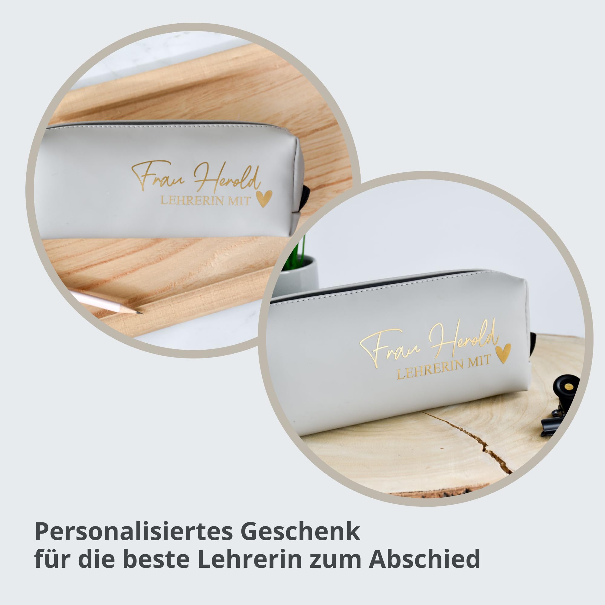 Personalisierte Federtasche | mit dem Namen der "Lehrerin mit Herz" 2 | Geschenkidee zum Abschied | Mäppchen | recyceltes Federmäppchen Geschenk zum Abschied