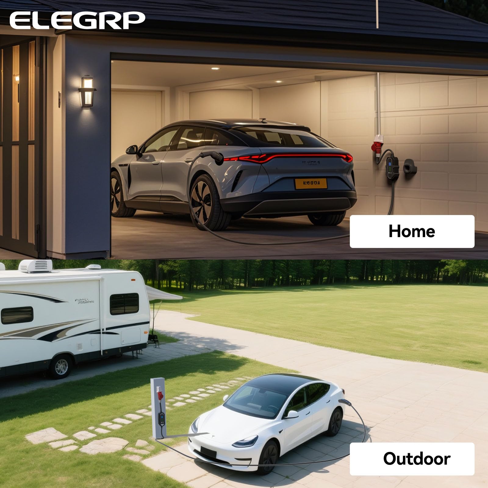 ELEGRP 11 kW Mobile Wallbox con cavo di ricarica tipo 2, caricatore trifase per veicoli elettrici, regolabile da 6 a 16 A, cavo da 6 m, impermeabile IP67, stazione di ricarica mobile IEC 62196-2.