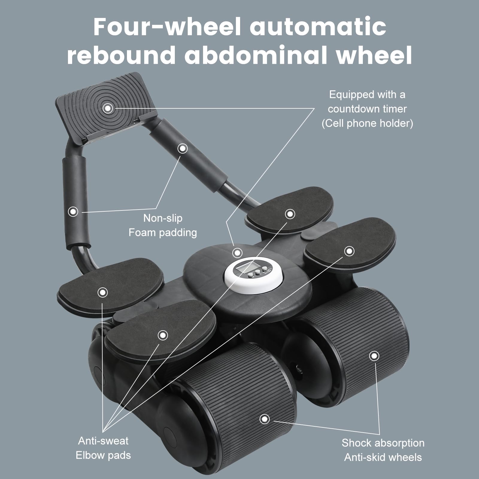 Ruota Addominale, Ab Wheel Roller Workout Equipment con Supporto del Gomito, Ruota Addominali Professionale per Allenamento di Forza Fitness per Casa Attrezzi Palestra Multifunzione
