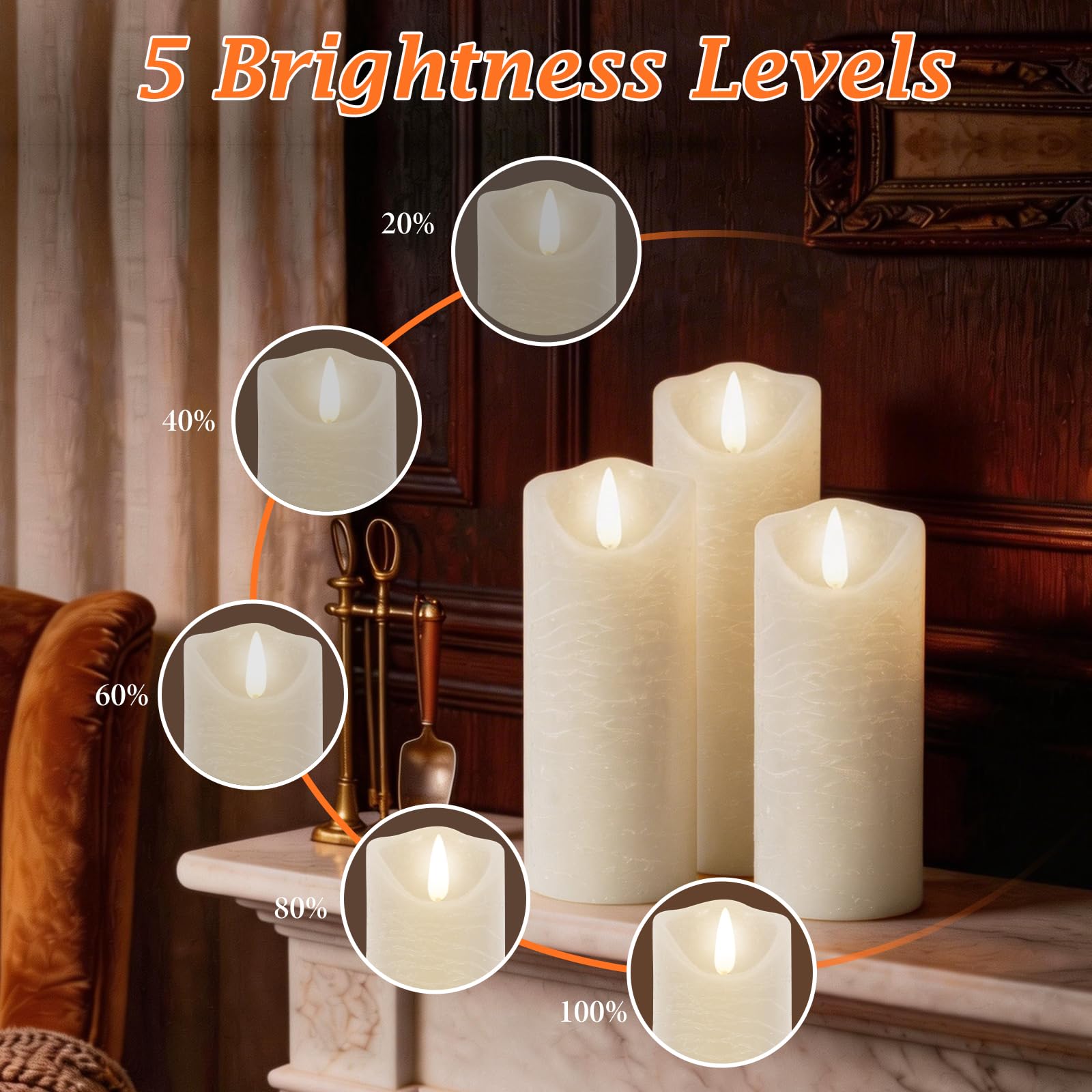 Bougies LED [5 pièces] Bougie Decorative, Sans flamme, En Véritable Cire, Télécommande, Bougies d'extérieur, Flamme vacillante, Décoration D'ambiance Intérieure Noël - 2#Ivoire Blanc