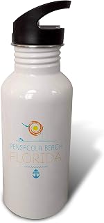 3dRose Pensacola Beach, Florida decorative text, images. Summer vacations - Straw Water Bottle, 21oz , Flip, White