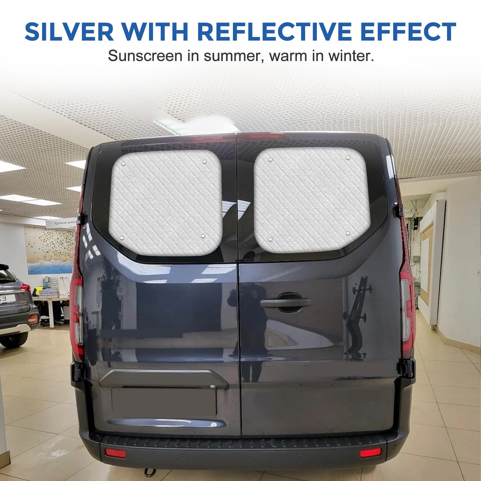 Pare-Soleil pour Pare-Brise Compatible avec Ford Transit Custom 2012-2025, Pare-Soleil de Lunette Arrière à Double Porte
