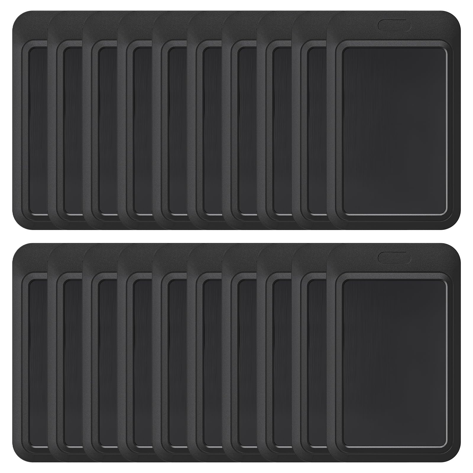 Uniclife 20 Pack Sliding ID Badge Holder Hard Black Vertical Plastic Card Case Protector Pouch with Clear Window for Office School ID Credit Cards