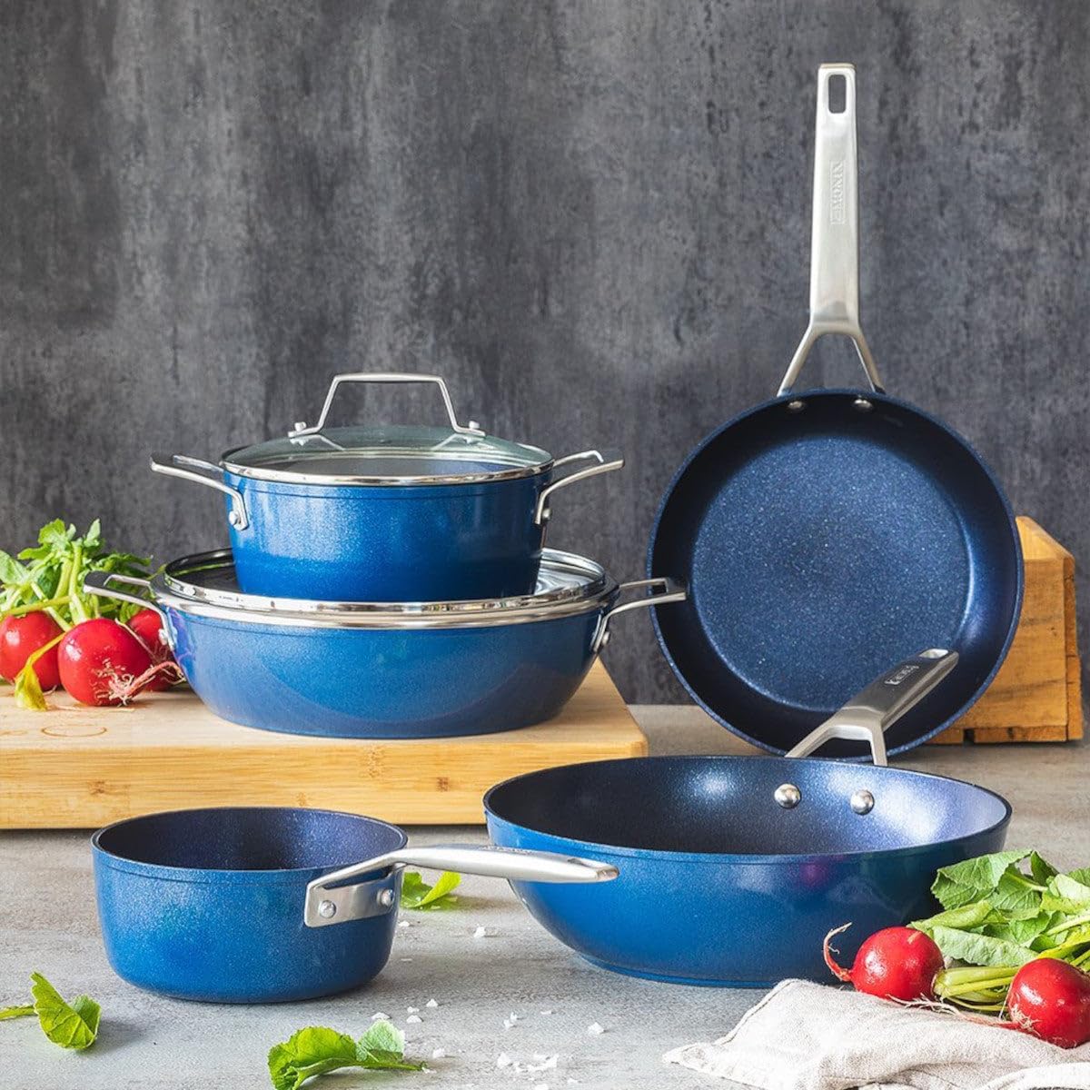 MONIX Diamond | Set 3 sartenes 20-24-28 cm, aluminio forjado, fondo full induction, sin PFOA, antiadherente, apta para todo tipo de cocina incluida inducción