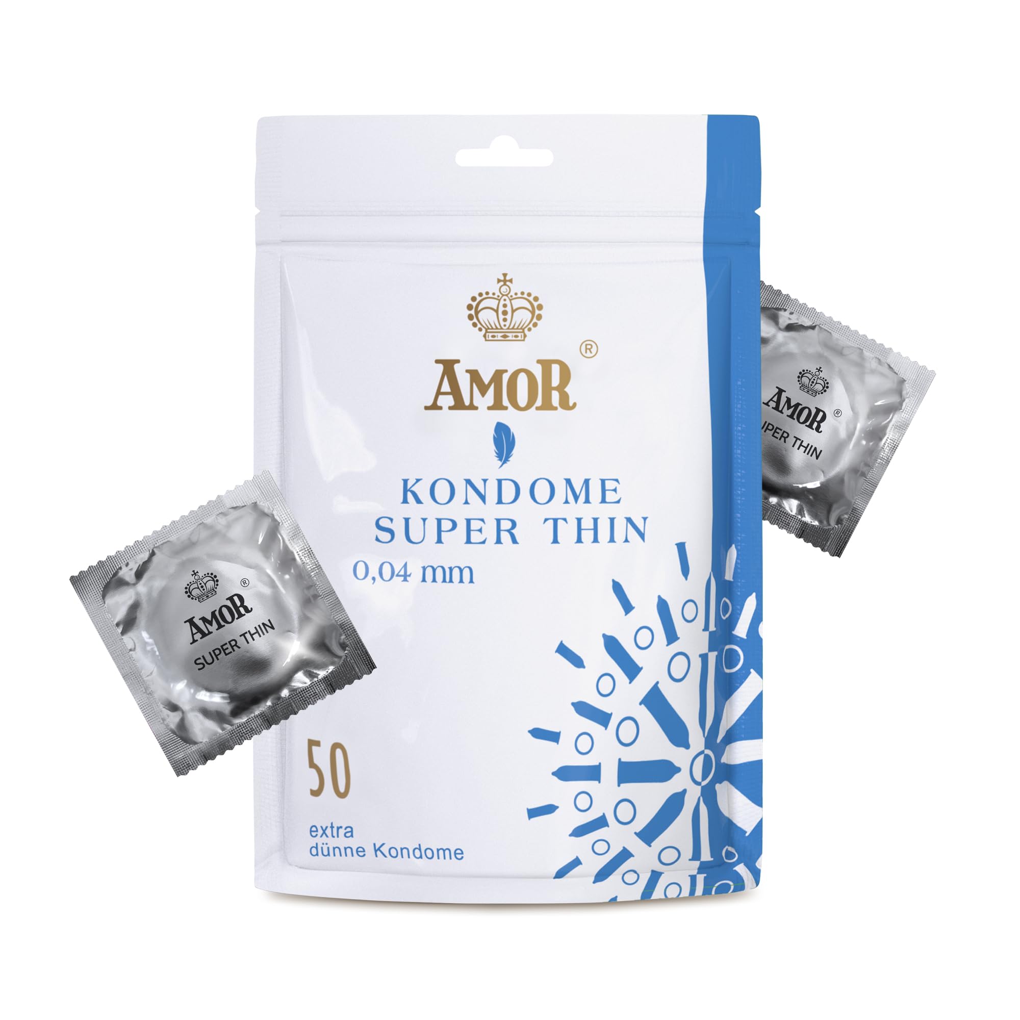 AMOR Premium Super Thin, Extra dünne Wanddicke 0.04 mm, Ø 53 mm, 50 Stück