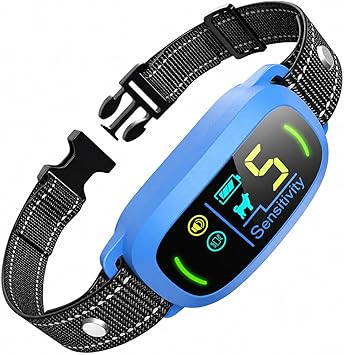 FAFAFROG Dog Bark Collar, Rechargeable Smart Collar, Anti Barking Training Collar with 5 Adjustable Sensitivity Beep Vibration, Bark Collar for Large Medium Small Dogs Blue