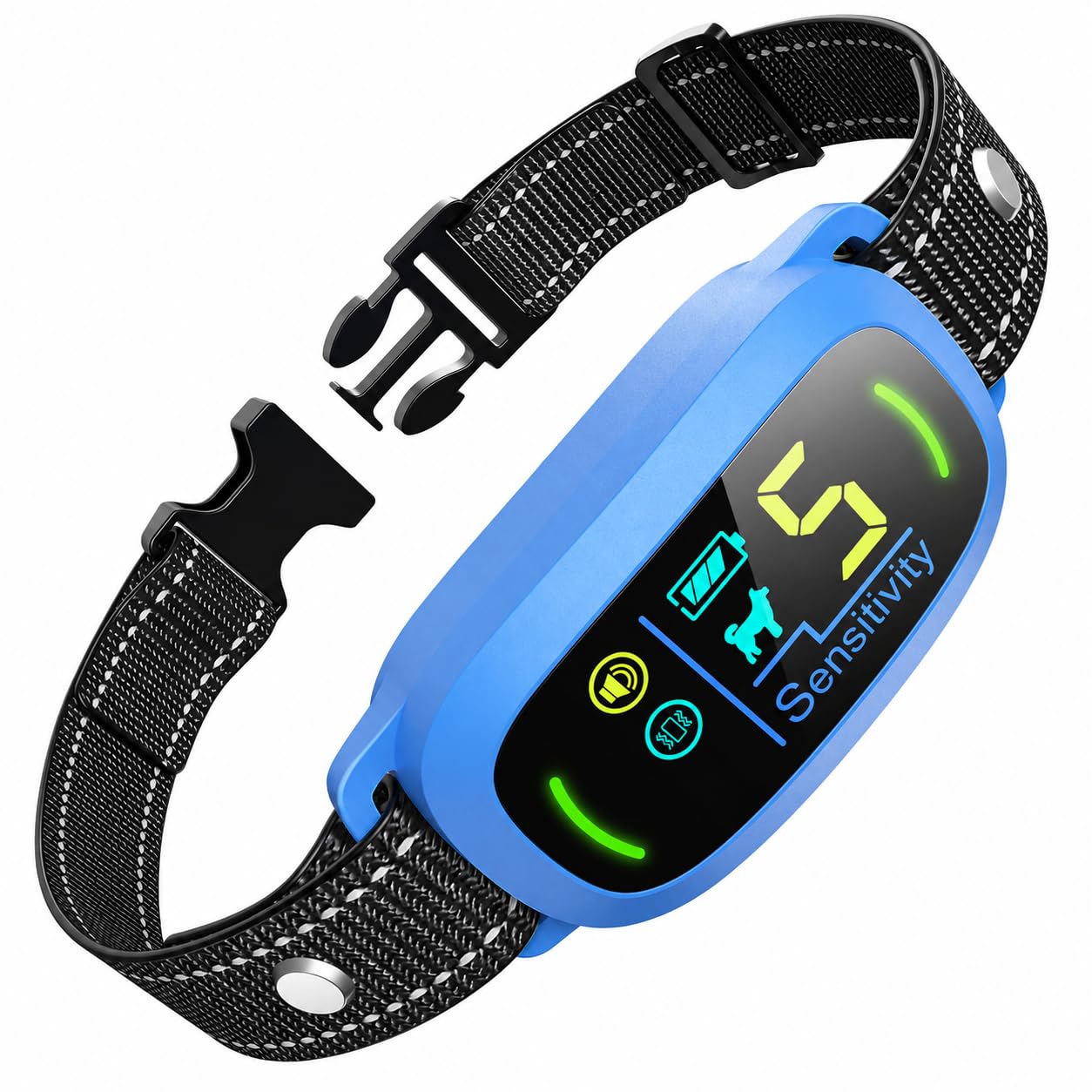 FAFAFROG Dog Bark Collar, Rechargeable Smart Collar, Anti Barking Training Collar with 5 Adjustable Sensitivity Beep Vibration, Bark Collar for Large Medium Small Dogs (Blue)
