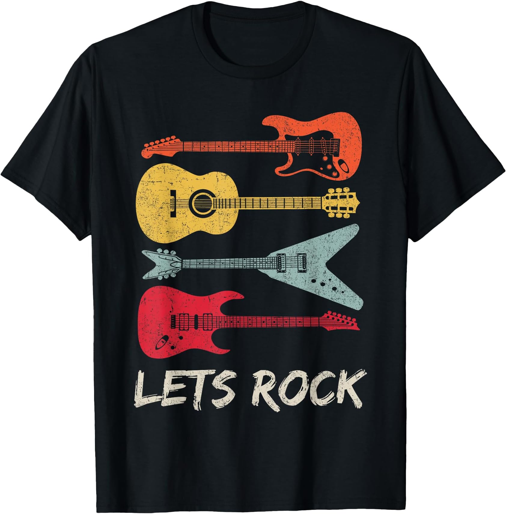 Vintage Guitar Lets Rock - Guitarist T-Shirt T-Shirt