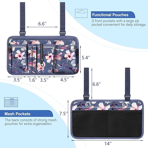 Miniatura 15 de FINPAC Bolsa de almacenamiento lateral para silla de ruedas con soporte para tazas, bolsa de accesorios para reposabrazos de silla de ruedas