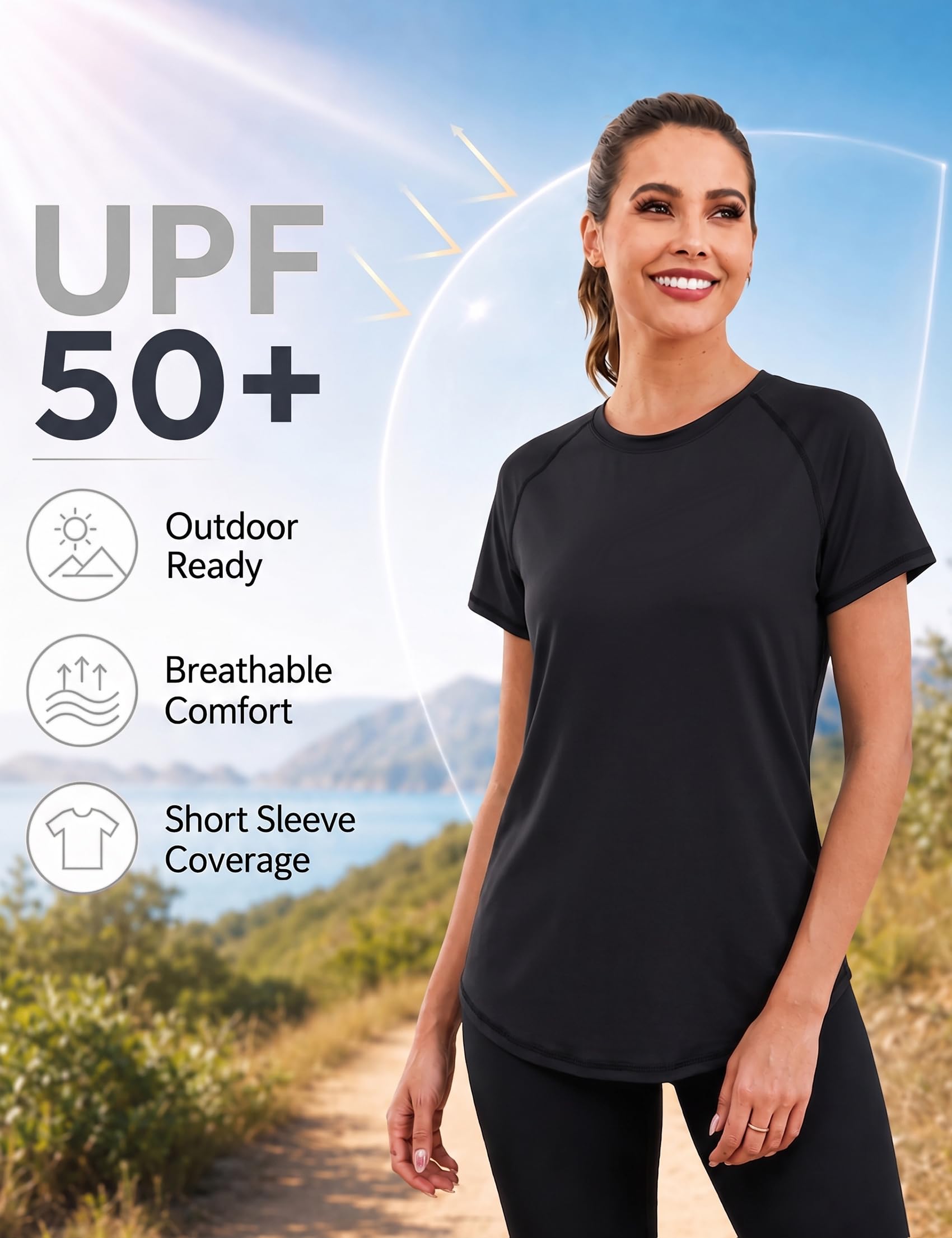 Terecey Camiseta Deportiva Mujer Manga Corta con Malla Espalda Camisetas Fitness de Secado Rápido para Entrenamiento Running y Ocio en Gimnasio Exterior y Casa