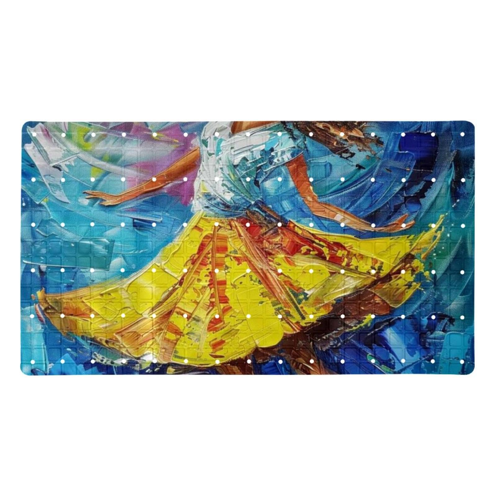 Tapis de bain avec trous de drainage Art Dancing Girl anti-glisse