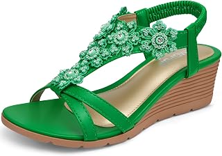 TEMOFON Women's Low Wedge Heels Summer Dressy Platform Sandals