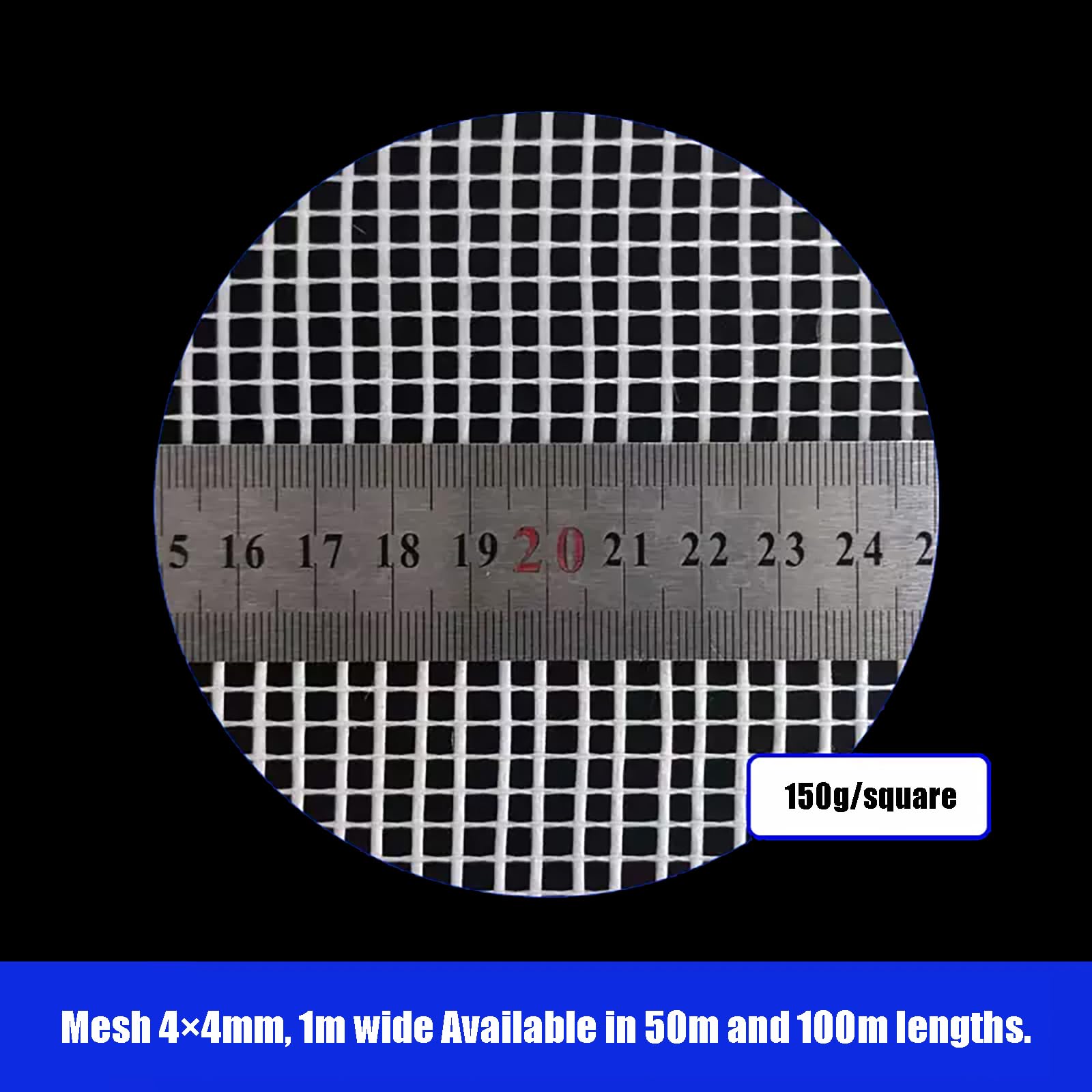 Szklana tkanina termoizolacyjna z włókna szklanego, siatka wzmacniająca ścianę 4x4mm 1m szerokości 50m lub 100m rolka(1 * 50m)