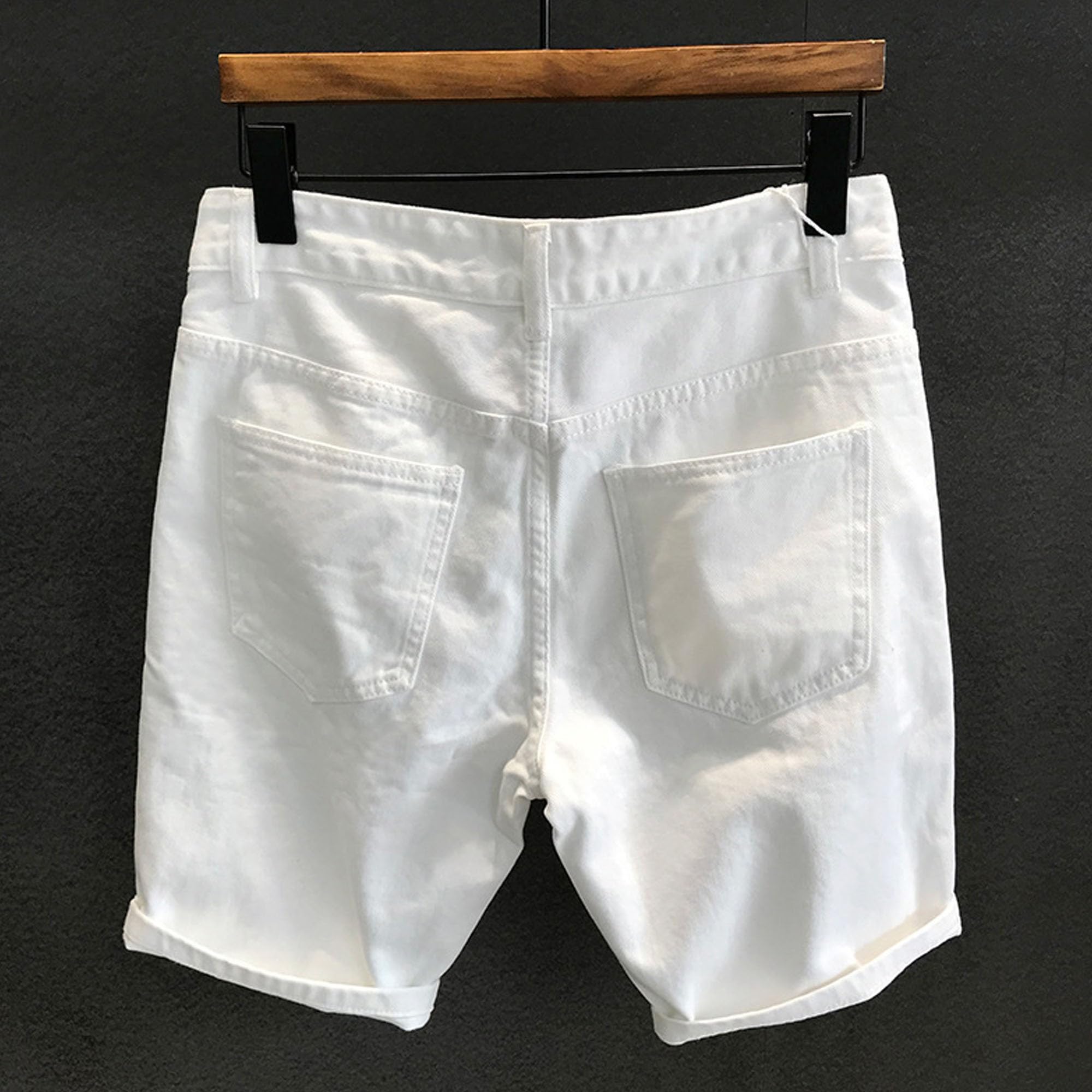 Short droit pour homme avec ourlet resserré, taille mi-haute, style décontracté