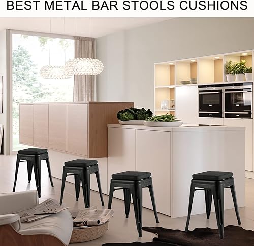 Miniatura 5 de BUYUE Juego de 4 cojines magnéticos antideslizantes mejorados para taburetes de bar, de piel sintética de lujo, impermeables, para taburetes de