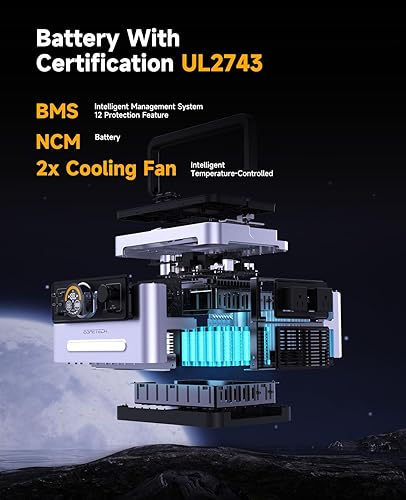 Miniatura 7 de Sonic - Estación de energía portátil de 1200 W, generador solar de 1200 W, batería de litio de reserva de 999 Wh, 1.67 H a carga completa, con 8