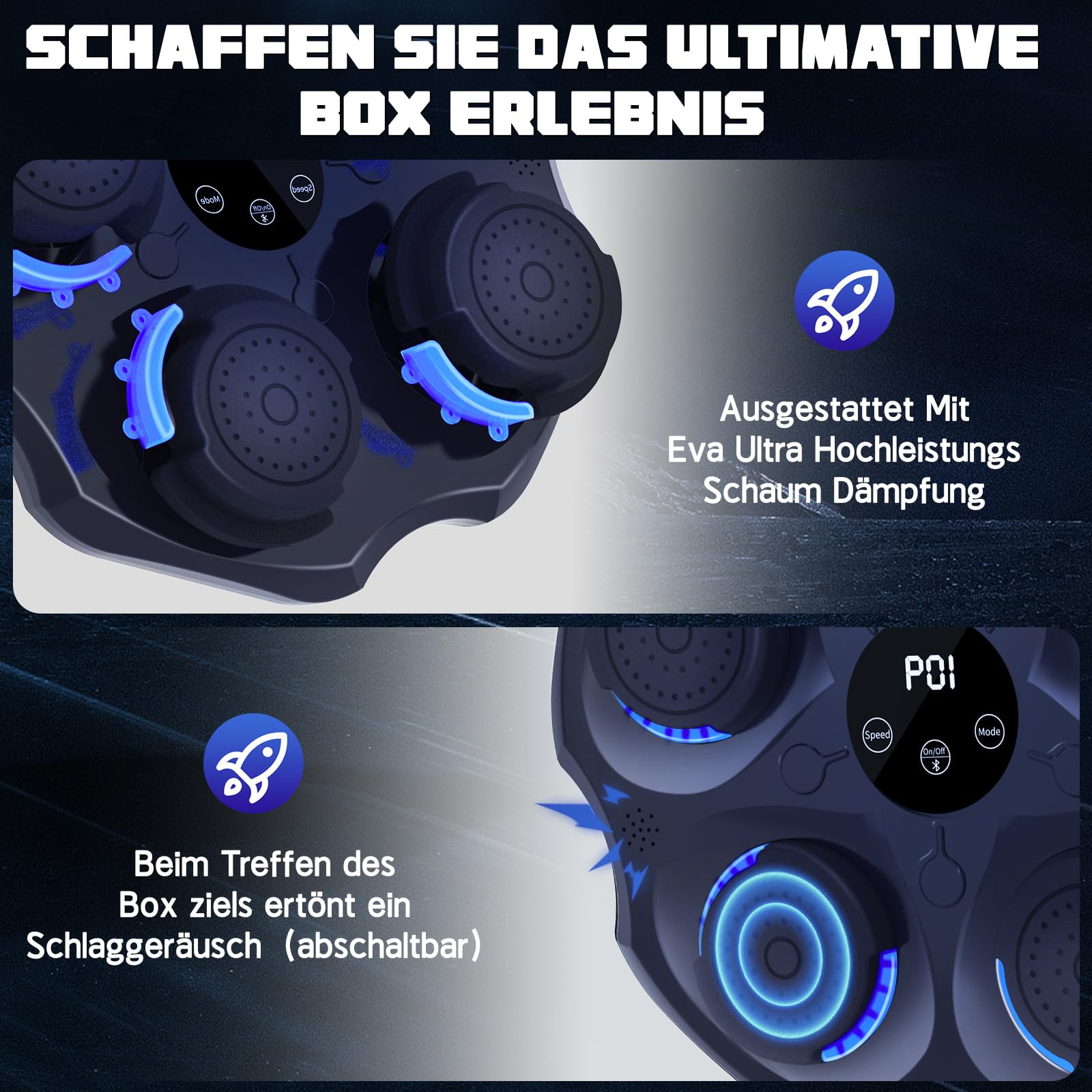 Music Boxing Machine Con Guanti - LED, 9 Modalità, Bluetooth, Per Allenamento Casa - Foto 4